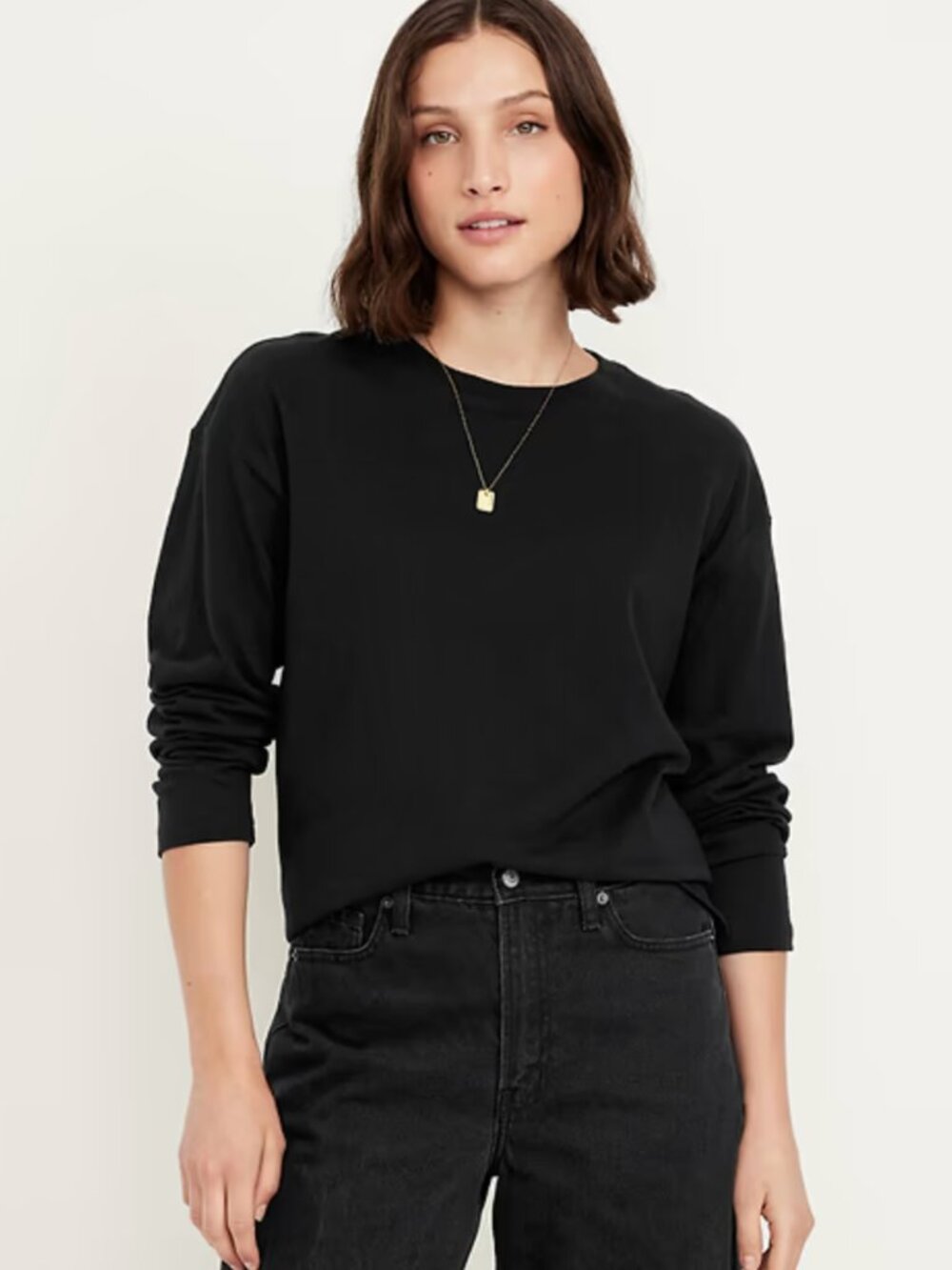 Old Navy Black Vintage Crewneck Long Sleeve Tee Women's US Size L